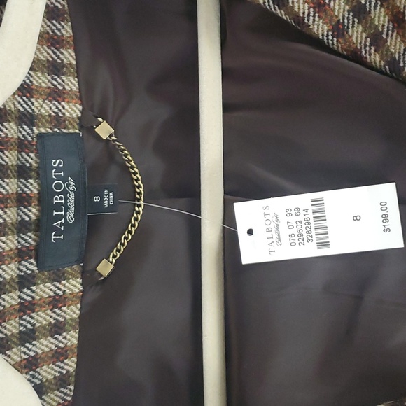 Talbots 3/4 Sleeve Plaid Blazer 100% Wool, Fully Lined, Size 8 - Picture 4 of 8